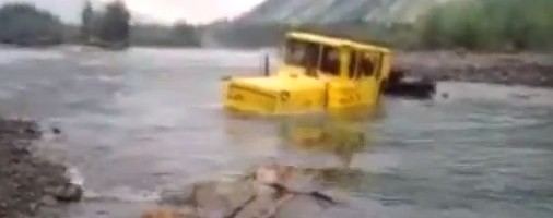 Russian Tractor-Trailer Crossing River photo